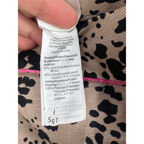 J.Crew Linen Lyocell Animal Print Shorts Tan Black Pink Trim High Rise Size 12 - Picture 11 of 12